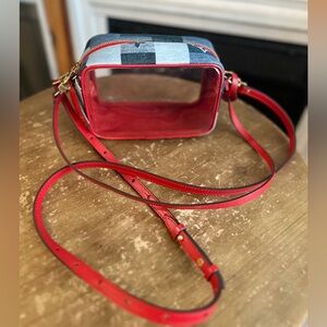 Louis Vuitton Limited Edition Denim Patchwork Beach Pouch Red Blue Crossbody Bag